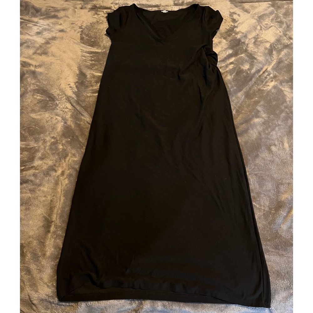No Boundaries Womens Black V-Neck Short Sleeve Maxi Dress Size S 4-6 - Picture 2 of 4